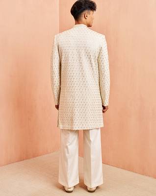 off white indo-western with cream wide leg pant - festive special set 5