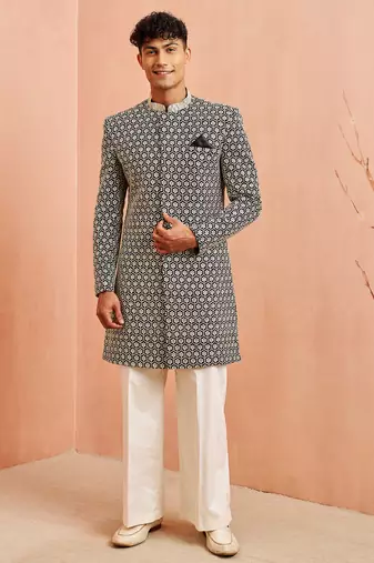 black indo-western with cream wide leg pant - festive special set