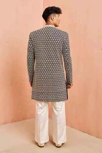 black indo-western with cream wide leg pant - festive special set