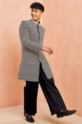 black indo-western with black wide leg pant - festive special set