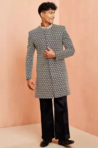 black indo-western with black wide leg pant - festive special set