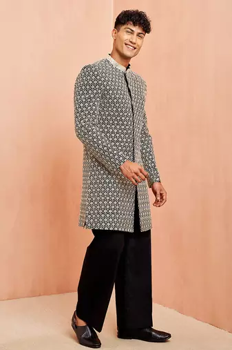 black indo-western with black wide leg pant - festive special set