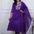 Royal Purple Embroidered Cotton Anarkali Kurta Set with Dupatta