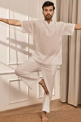 Pure white cotton kurta palazzo set