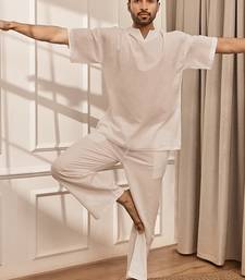 Pure white cotton kurta palazzo set
