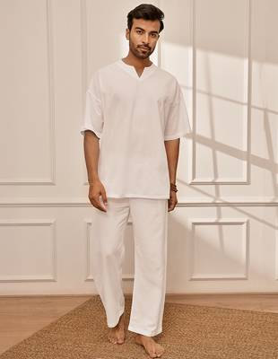 Pure white cotton kurta palazzo set 4