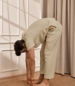 Premium beige cotton kurta palazzo set with back embroidery