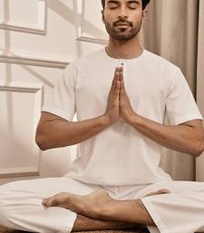 Pure white cotton kurta palazzo set with back embroidery