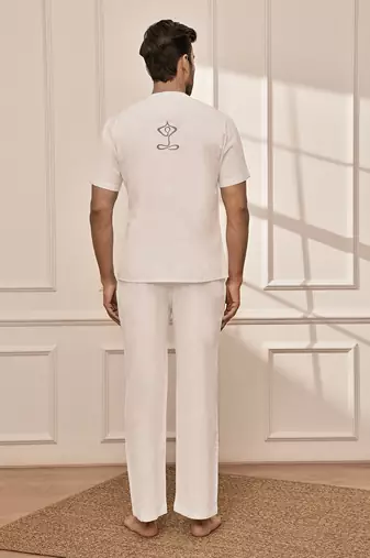 Pure white cotton kurta palazzo set with back embroidery