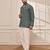 Sage green cotton short kurta with white palazzo set