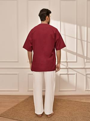 Maroon cotton kurta with white palazzo set 5
