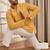 Mustard cotton short kurta and white palazzo set