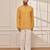 Mustard cotton short kurta and white palazzo set