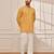Mustard cotton short kurta and white palazzo set