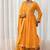 Mustard lace & zari embroidered georgette anarkali kurta plazzo & dupatta set