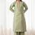 Mint green zari embroidered raw silk front open kurta plazzo set