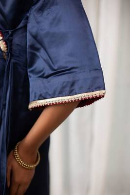 Navy lace work  a-line satin angrakha kurta plazzo set 4