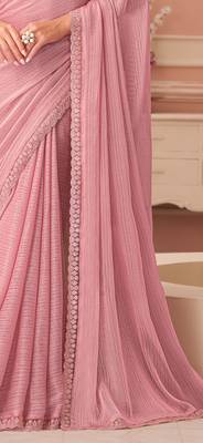 Baby pink chiffon embroidered -saree with bridal embroiderd blouse 4