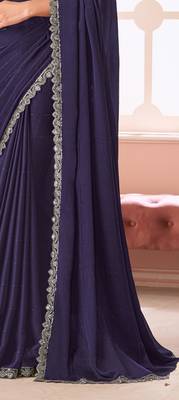 Purple chiffon embroidered fancy-saree with bridal embroiderd blouse 4