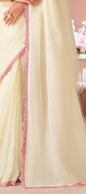 Off white chiffon embroidered fancy-saree with bridal embroiderd blouse 4