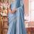 Light blue chiffon embroidered bollywood-sarees with bridal embroiderd blouse