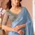 Light blue chiffon embroidered bollywood-sarees with bridal embroiderd blouse