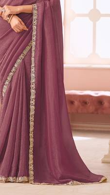 Brown chiffon embroidered wedding-saree with bridal embroiderd blouse 4