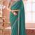Teal chiffon embroidered bollywood-sarees with bridal embroiderd blouse
