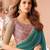 Teal chiffon embroidered bollywood-sarees with bridal embroiderd blouse
