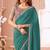 Teal chiffon embroidered bollywood-sarees with bridal embroiderd blouse