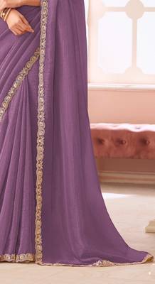 Mauve chiffon embroidered bollywood-saree with bridal embroiderd blouse 3