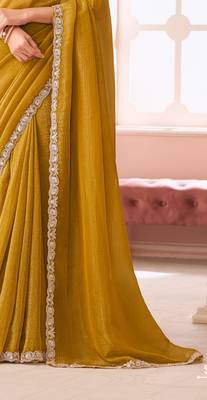 Mehendi chiffon embroidered bollywood-saree with bridal embroiderd blouse 4