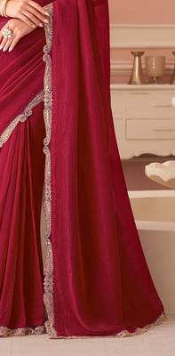 Pink chiffon embroidered embellished saree with bridal embroiderd blouse 4