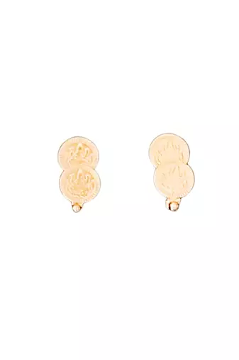 Traditional multi-layer gold plated coin necklace set with earrings | south indian temple jewelry design