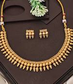 Traditional multi-layer gold plated coin necklace set with earrings | south indian temple jewelry design