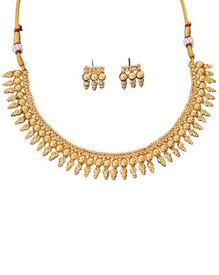 Traditional multi-layer gold plated coin necklace set with earrings | south indian temple jewelry design 4