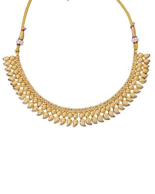 Traditional gold plated leaf design necklace set with earrings 5