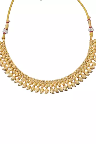 Traditional gold plated leaf design necklace set with earrings