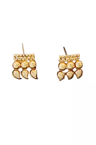 Traditional gold plated leaf design necklace set with earrings