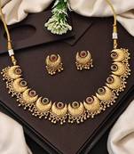 Gold plated crescent moon necklace and earrings set – ethnic jewelry for festivals and special occasions