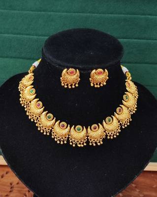 Gold plated crescent moon necklace and earrings set     ethnic jewelry for festivals and special occasions 3