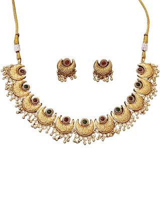 Gold plated crescent moon necklace and earrings set     ethnic jewelry for festivals and special occasions 4