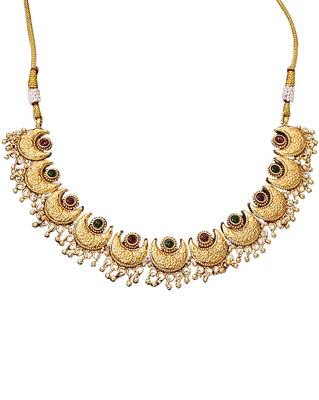 Gold plated crescent moon necklace and earrings set     ethnic jewelry for festivals and special occasions 5