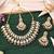 Kundan bridal necklace set with green and maroon beads | pearl embellished earrings & maang tikka for wedding wear