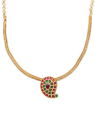 Elegant gold plated paisley jewelry set with multicolored stones – necklace and earrings for her 4