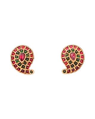 Elegant gold plated paisley jewelry set with multicolored stones – necklace and earrings for her 5