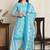 turquoise cotton blend printed ready to wear patiala salwar suit
