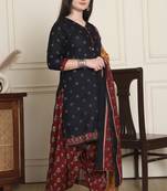 maroon cotton blend printed ready to wear patiala salwar suit