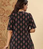 Floral printed pure cotton black jaipuri tunic