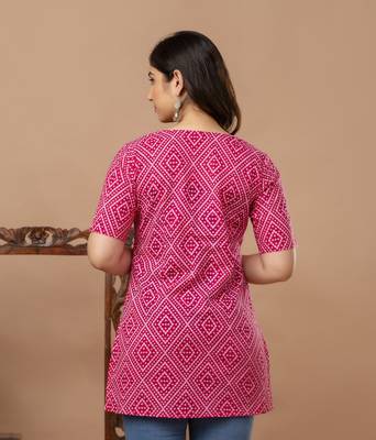 Floral printed  cotton pink jaipuri tunic 2